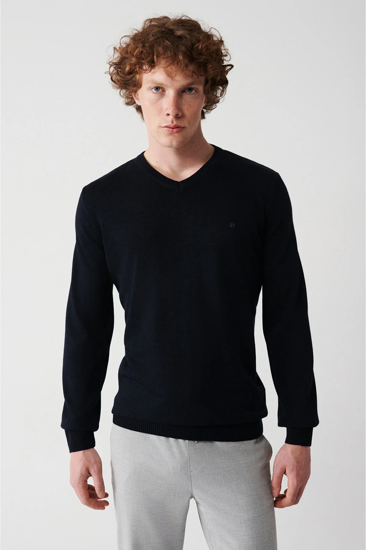 پلیور آبی مردانه Navy V Yaka Triko Sweater آوا Avva