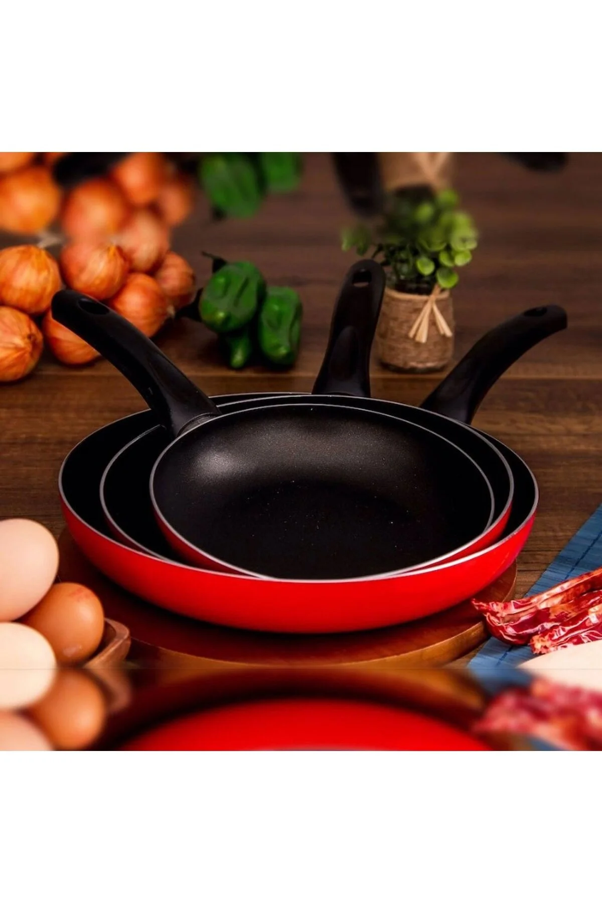 تابه 3 TEFLON PAN مجموعه 18 22 26 سانتی متر رنگ بنفش Mehtap