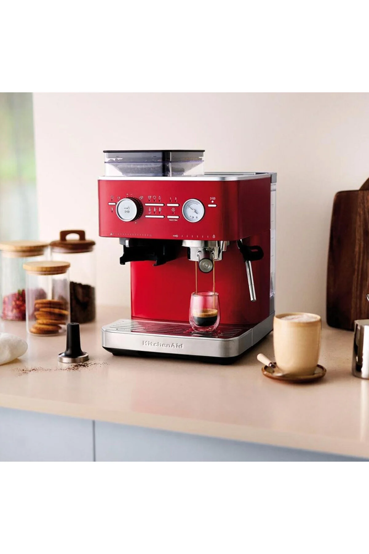 اسپرسوساز نیمه‌اتوماتیک آسیاب‌دار کیچن‌اید قرمز مدل 5KES6551 Candy Apple