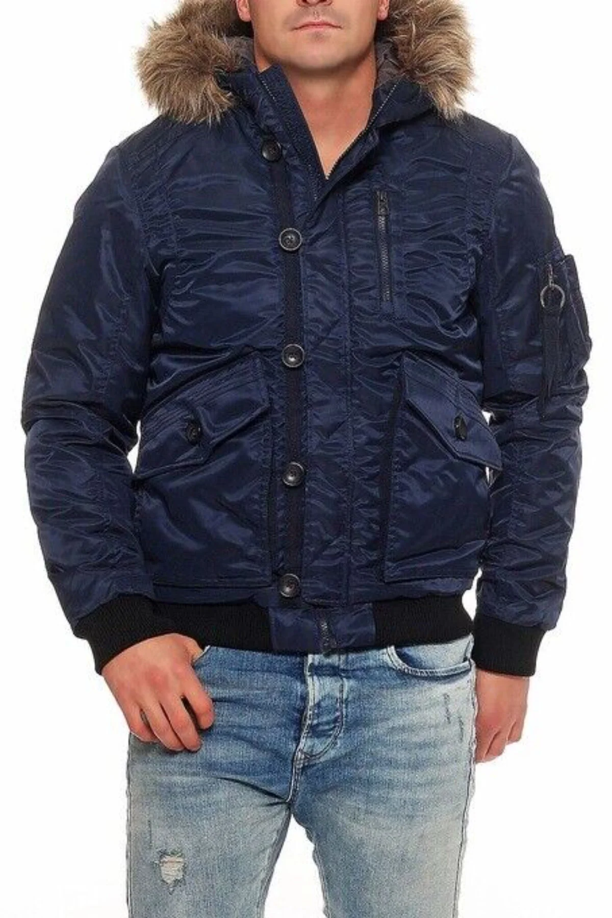 JACK&JONES 12109349 JORFORCE BOMBER کت مردانه آبی سرمه ای Jack & Jones