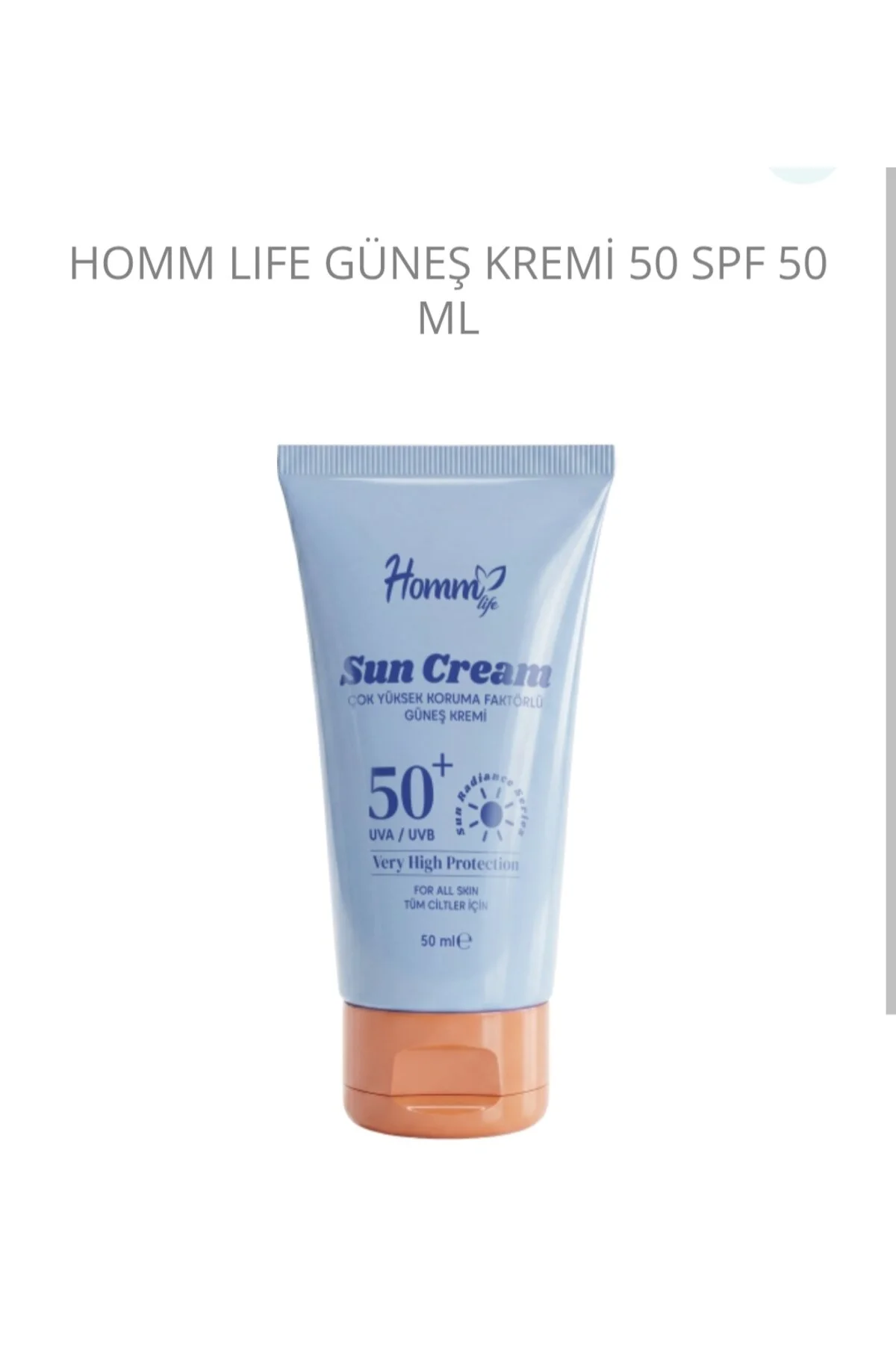 کرم ضد آفتاب صورت 50 SPF ML HOMM Homm Bitkisel