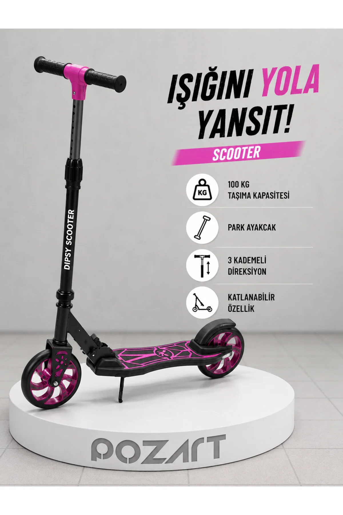 اسکوتر چرخدار تاشو + حداکثر ظرفیت حمل 100 کیلوگرم بالای 12 سال با ترمز 9 Scooter