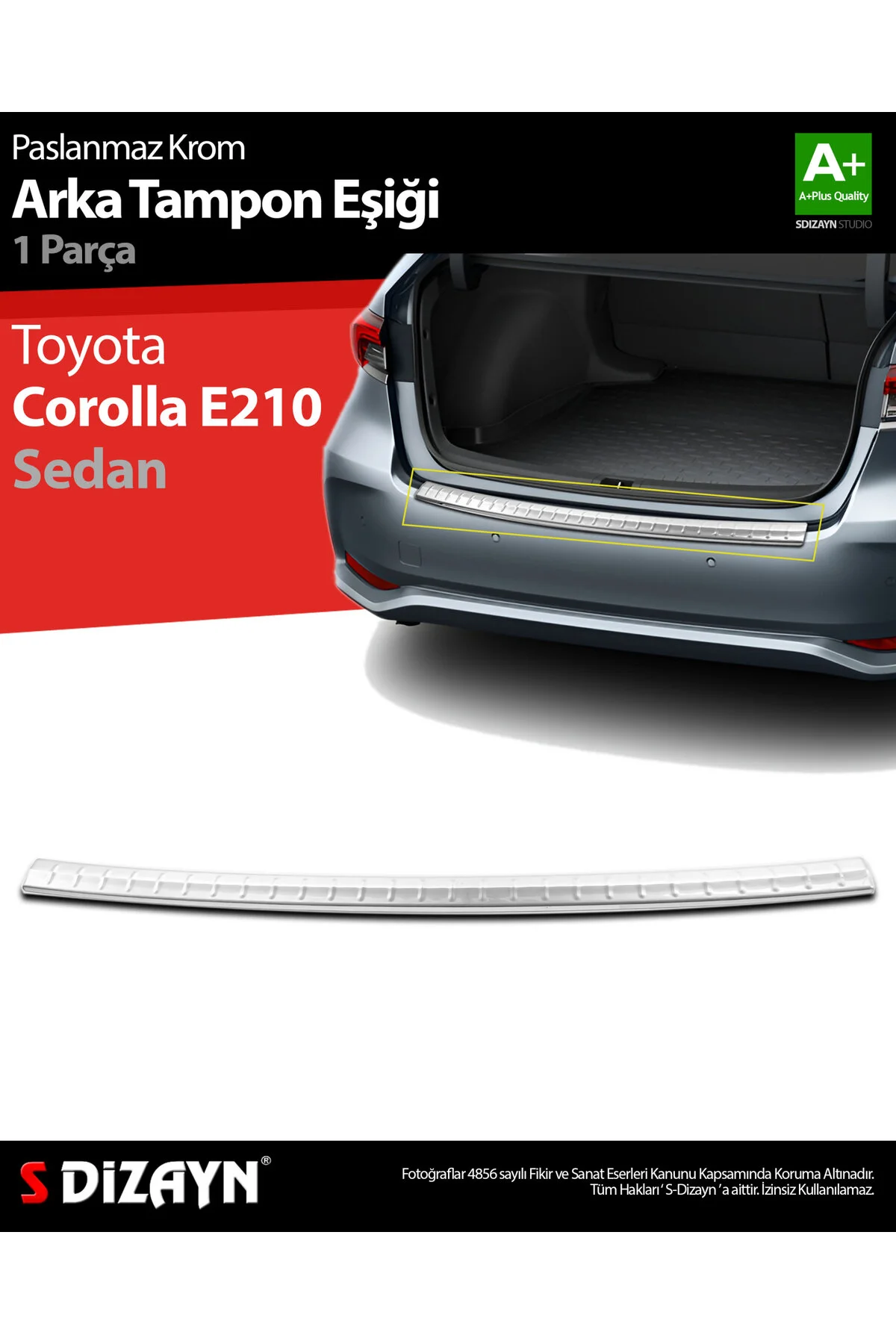 کرومی خودرو آستانه سپر عقب TOYOTA COROLLA بیش از سال 2019 S Dizayn