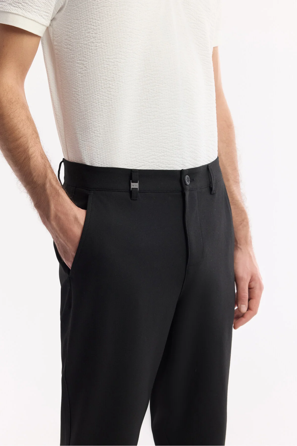 شلوار مشکی مردانه دکمه نرم کمر کلاسیک Chino B003035 آوا Avva