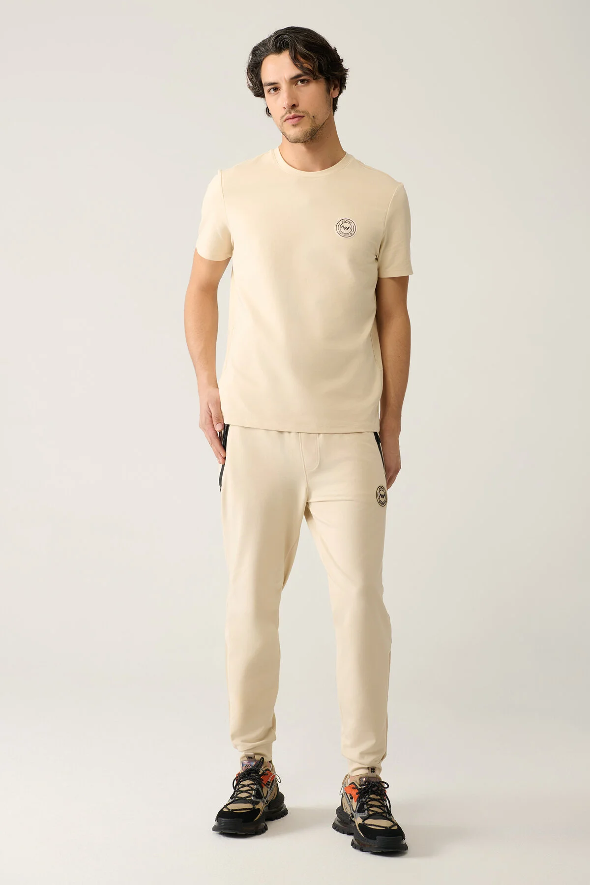 شلوار گرمکن نود مردانه پارچه لباس بژ 2 Ip Tracksuit شش آوا Avva