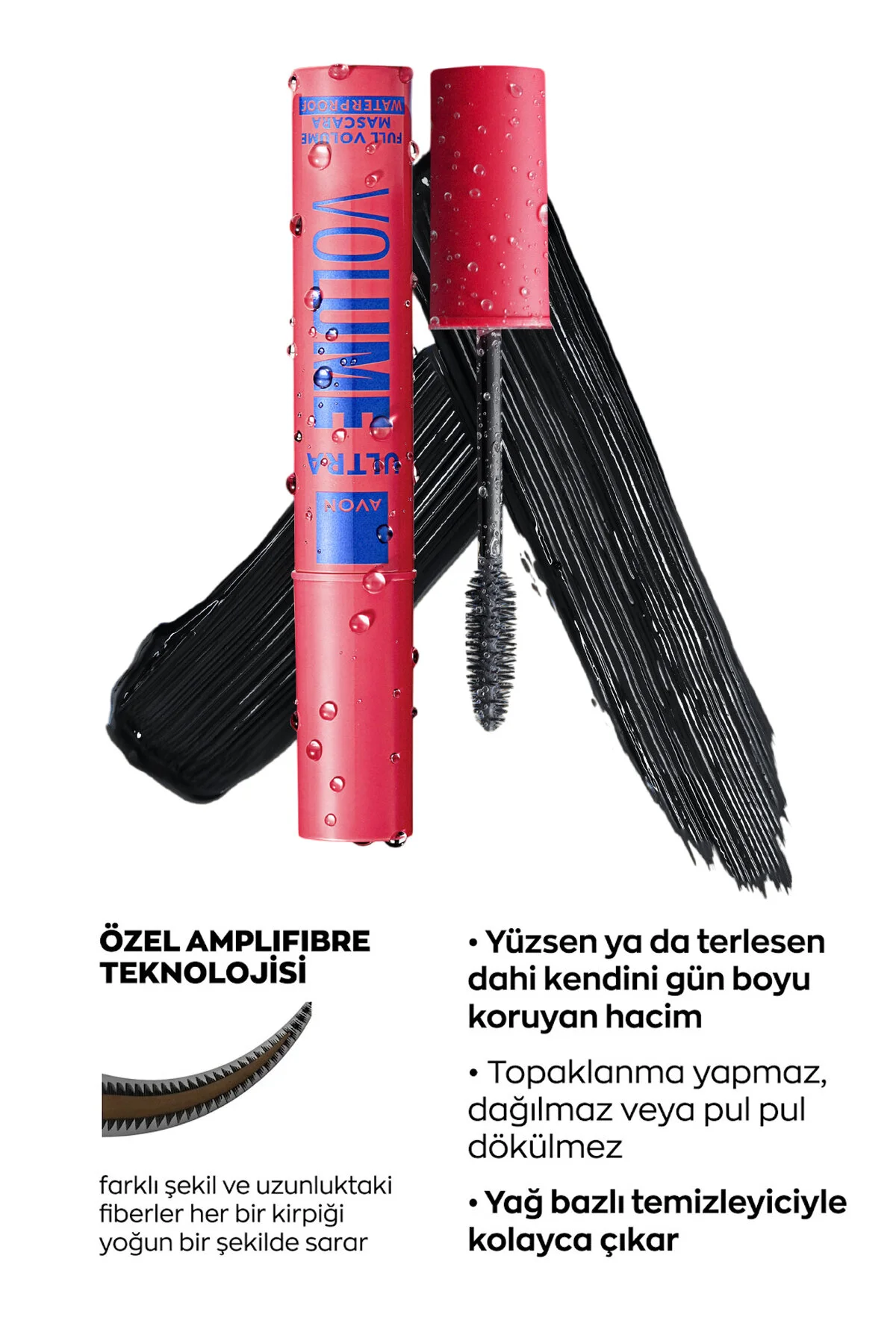 ریمل حجم‌دهنده ضدآب مدل Ultra Volume رنگ مشکی آون Avon