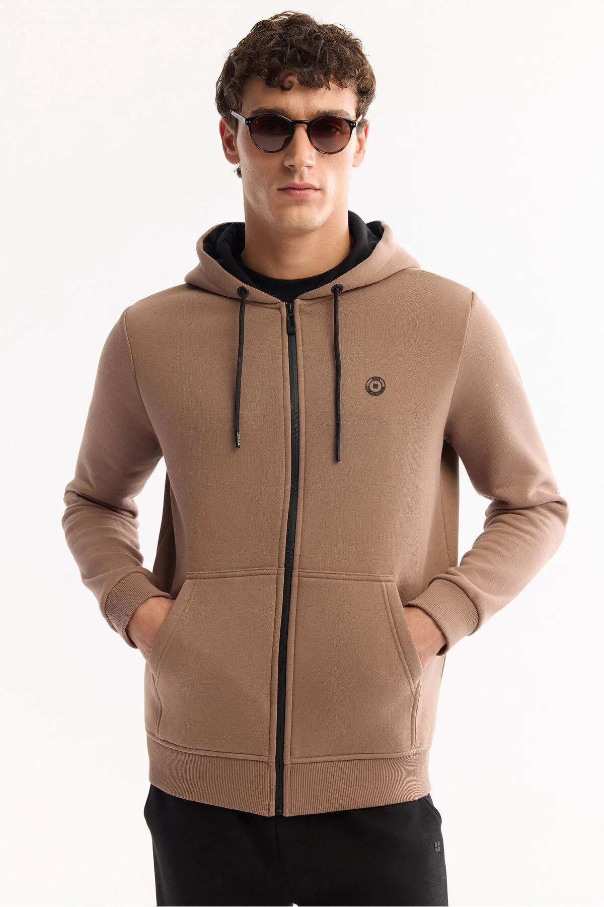 سویشرت آبی مردانه شاردون کاپوت قهوه ای 3 Ip Zipper Sweatshirt E001019 آوا Avva