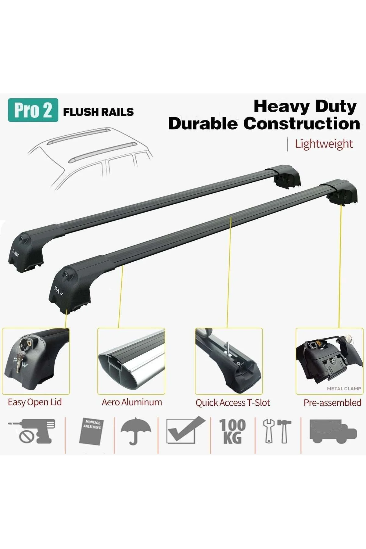 جعبه بار سقفی VAUXHALL INSIGNIA SPORT TOURER 2009 2017 ROOF RACK CARRIER SPACER POST SPACEBAR PAW PRO 2 BLACK auto paw