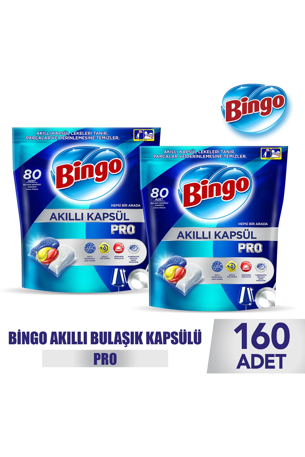 قرص و پودر ماشین ظرفشویی تبلت مواد شوینده SMART CAPSULE PRO 160 قطعه Bingo