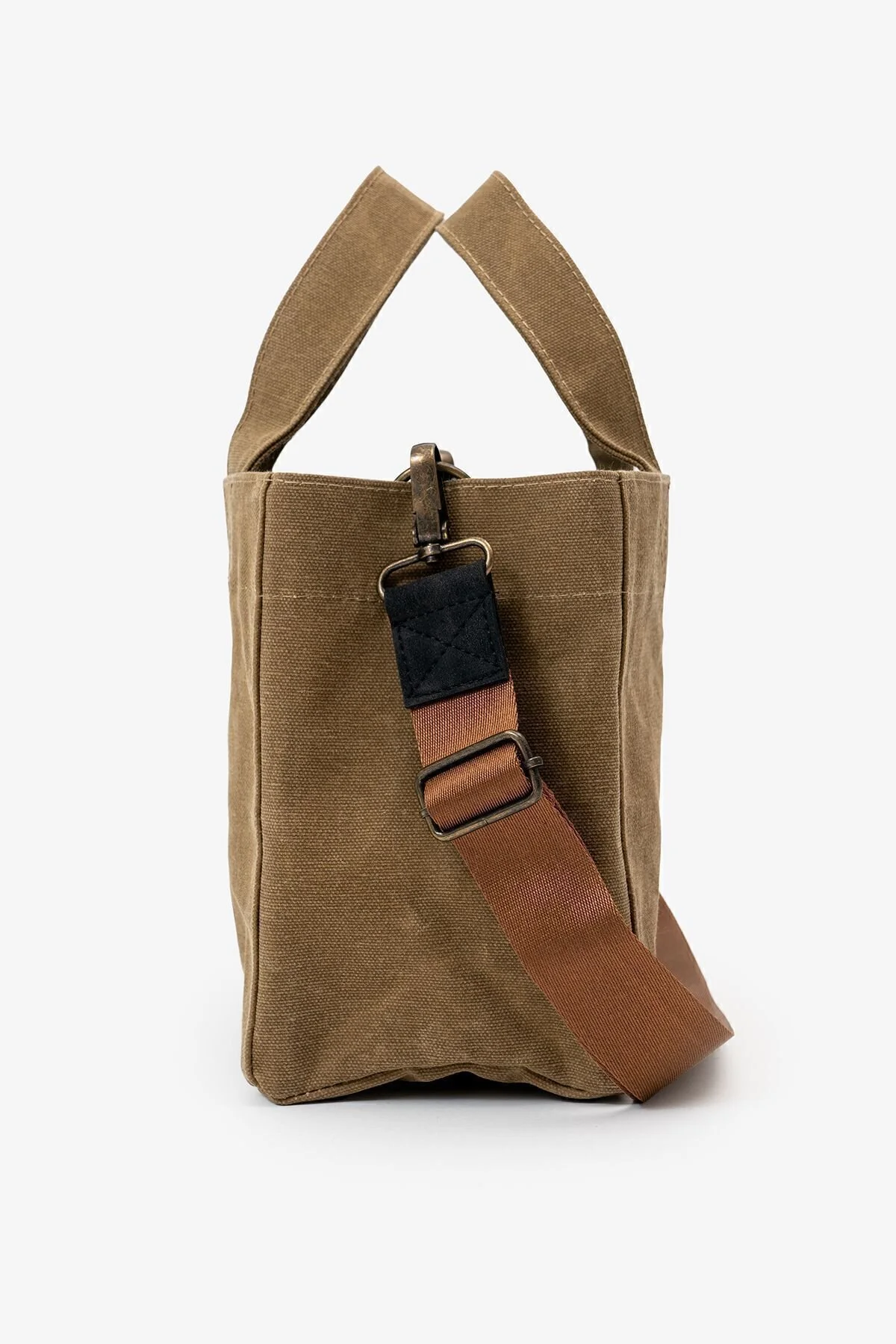 کیف شانه ای استفاده روزانه از دستی و با بند برزنتی پارچه سخت Goo Leather Goods