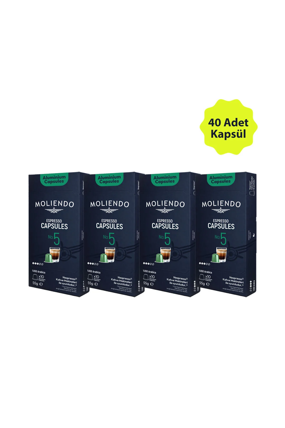 کپسول قهوه آلومینیومی شماره: 5 بسته مزیت 40 سازگار با NESPRESSO Moliendo