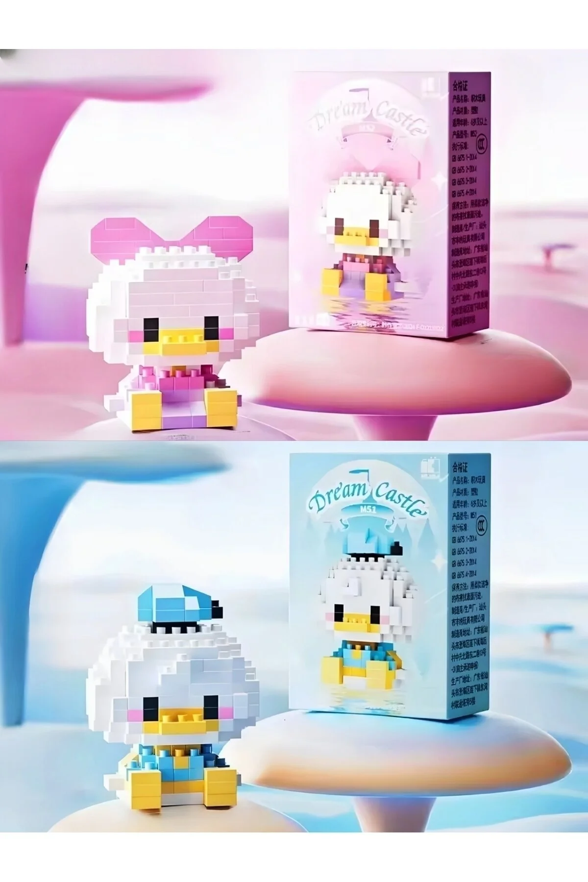 پازل سه بعدی BRICKS PREMIUM SERIES DONALD DUCK DAISY فیگور بلوک های ساختمانی مجموعه 2 تایی DEK