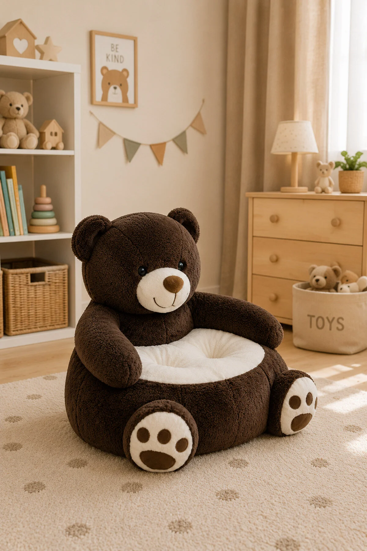اسباب بازی های پشمی صندلی کودک خرس مخملی 100% محلی Pandamkee