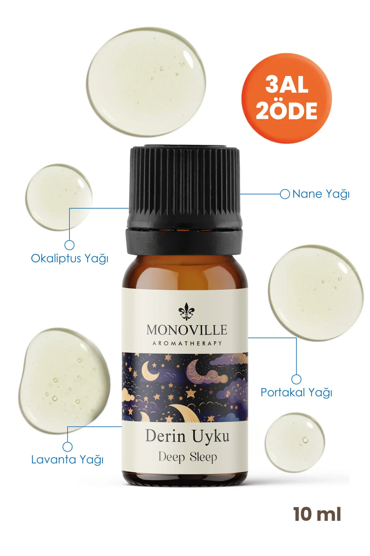 روغن مراقبتی مخلوط اسانس دیپ اسلیپ 10 میل 100% طبیعی ترکیب خواب عمیق Monoville