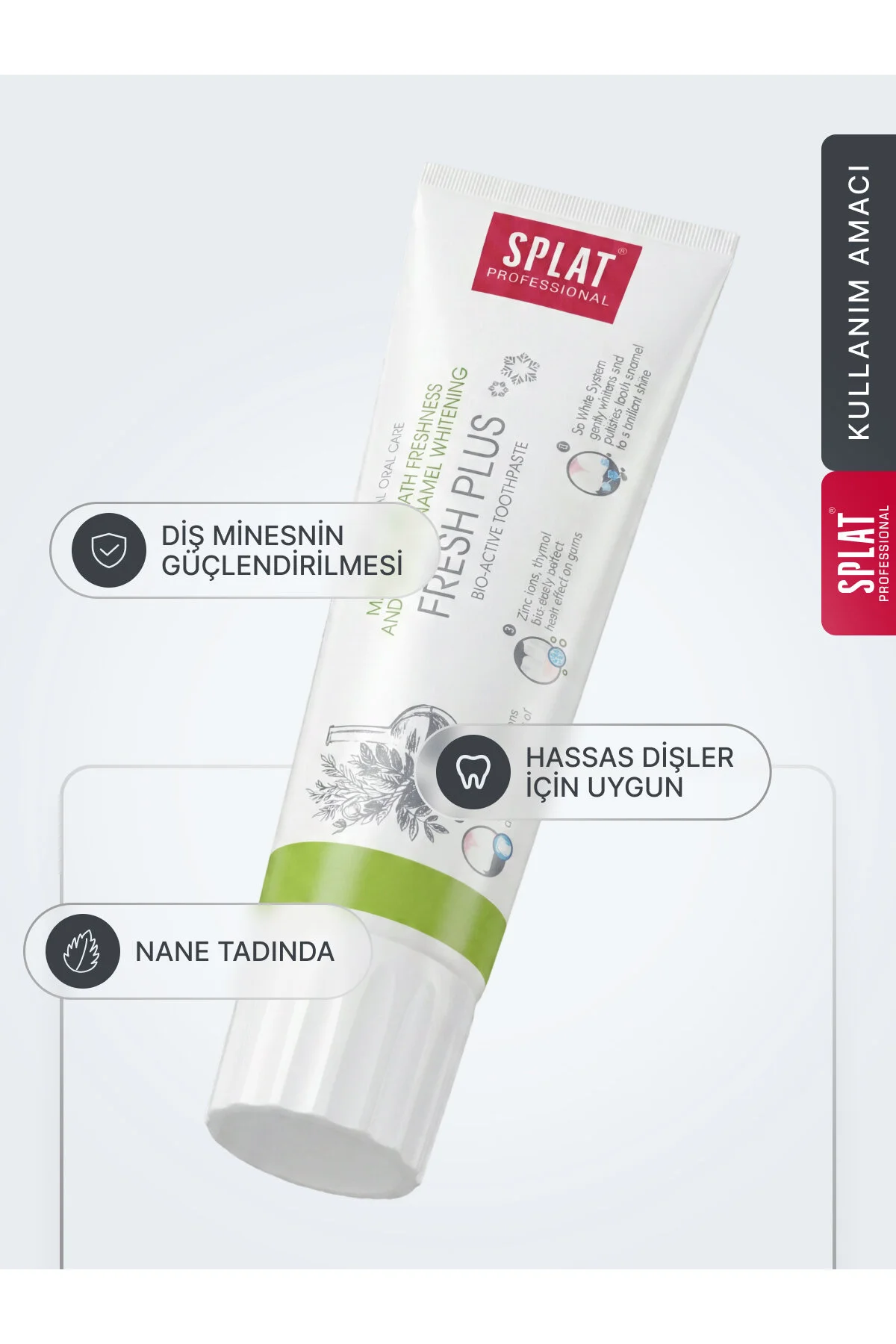 خمیر دندان سفیدکننده و خوشبوکننده بدون فلوراید Fresh Plus 100 میلی لیتر Splat