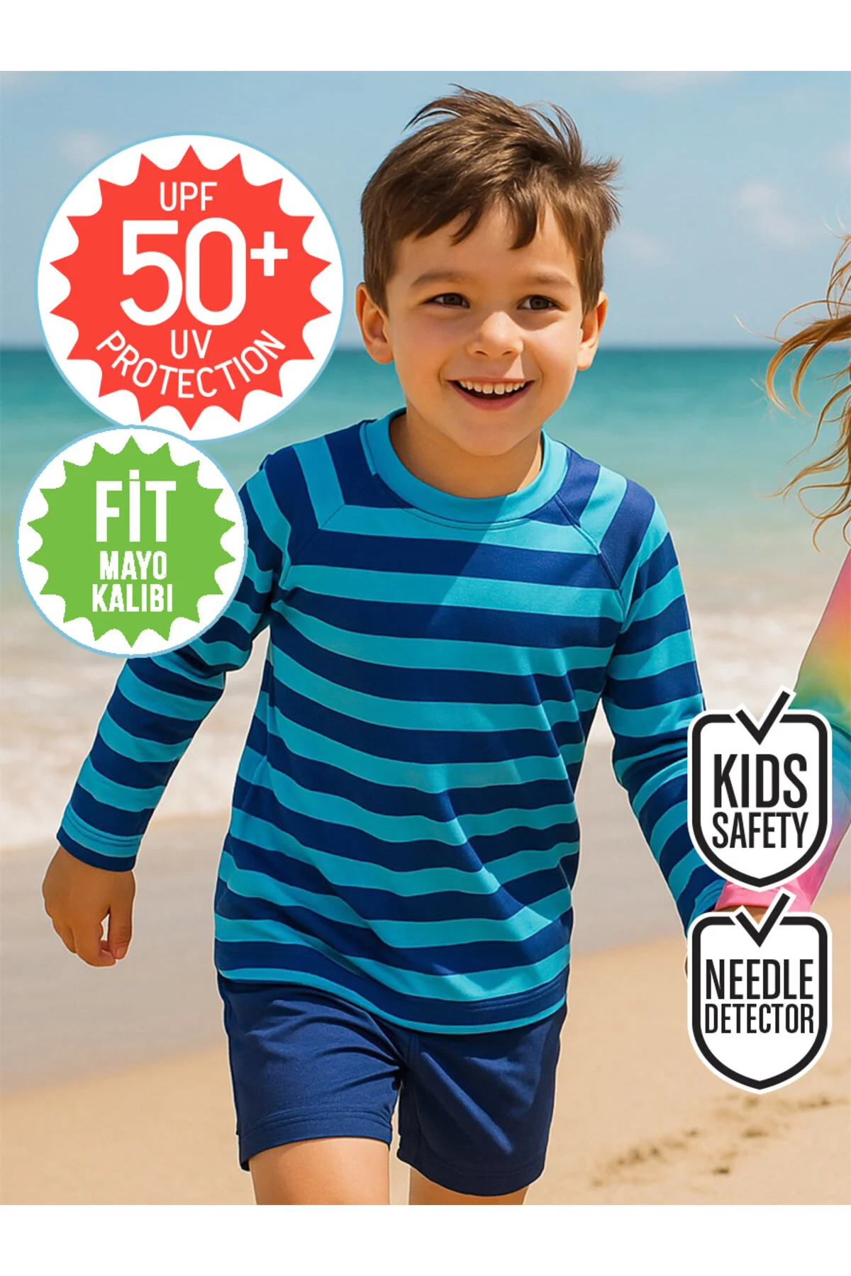 مایو پسرانه و بچگانه تی شرت پسر راه محافظت شده UV Denokids