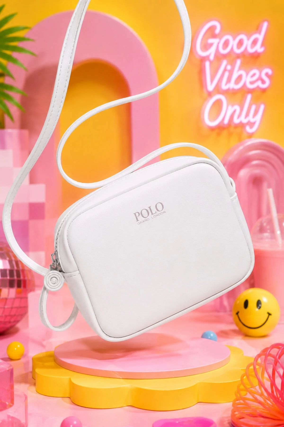 کیف شانه ای دستی و شانه‌ای زنانه اورجینال مینی شهری با بند قابل تنظیم زیپ دار سایز کوچک POLOGRAND London