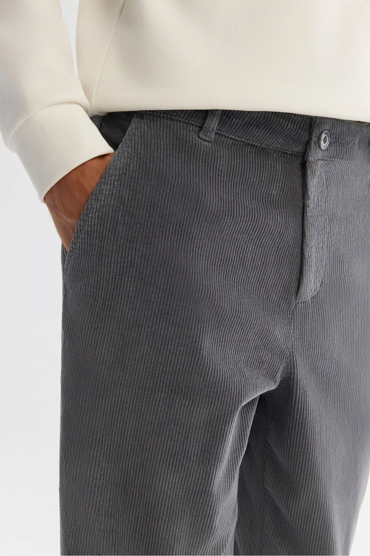 شلوار آبی مردانه نفت کلاسیک کمر ضخیم و ضخامت مخملی Chino آوا Avva