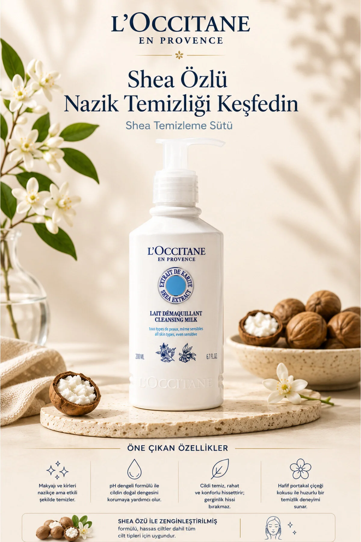 پاک کننده صورت شیر شیا 200 میل L'Occitane