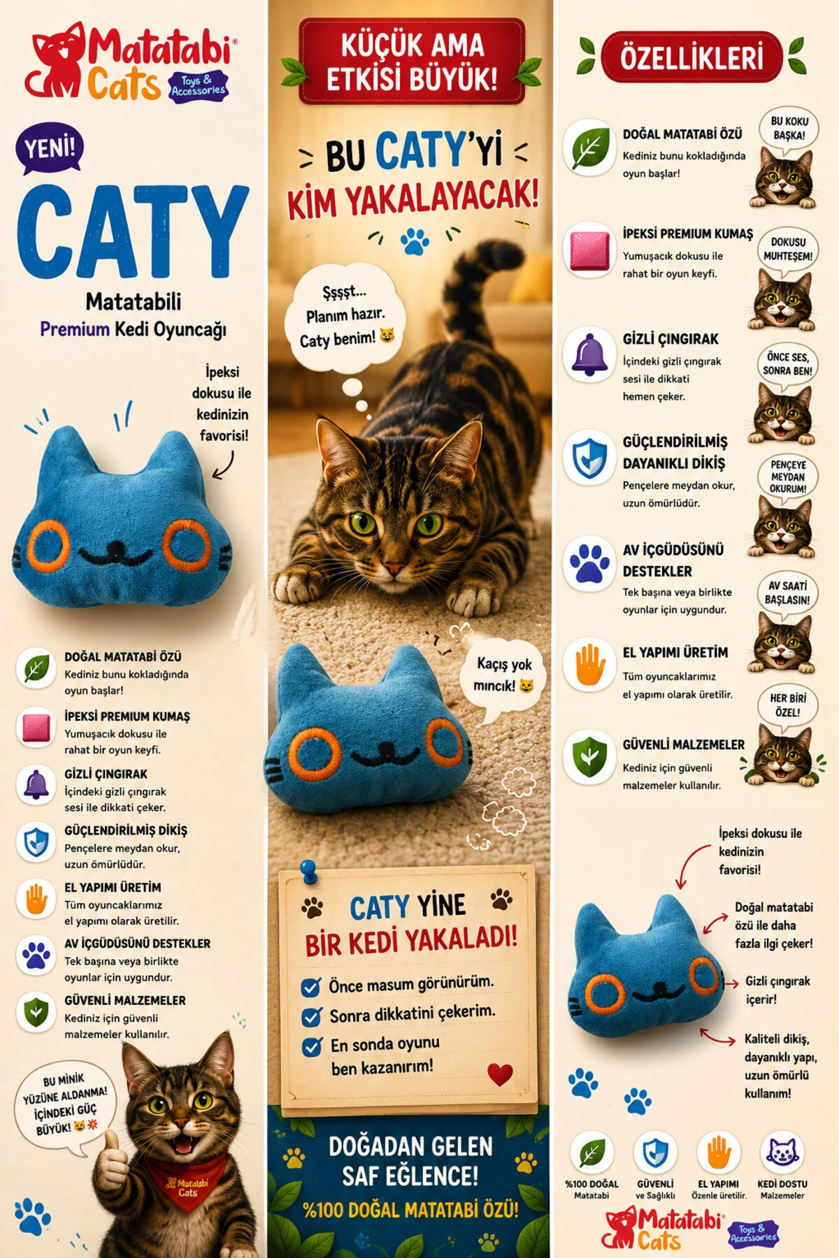 اسباب بازی گربه مخمل دار کتی راتل با محتوای MATATABI MATATABİ CATS
