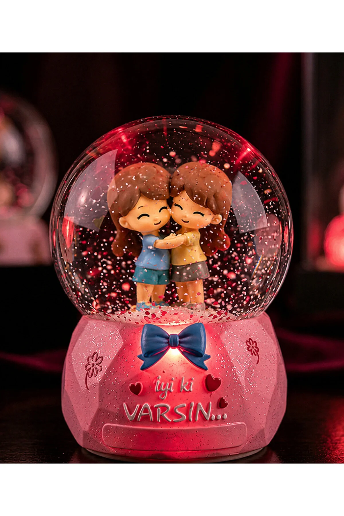 گوی برفی خوشحالم که نوشتید بهترین دوستان با مضمون دوست دختر موزیکال SNOW GLOBE GIFT VIP از ترکیه Kuzey Tacı