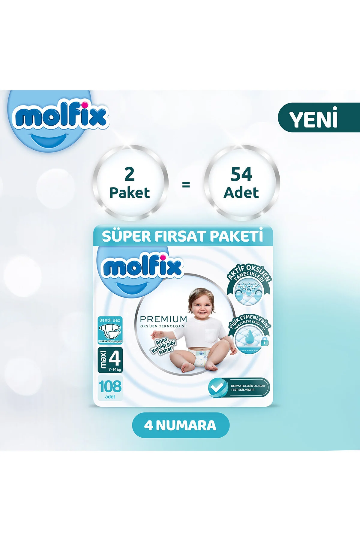 پوشک بچه پکیج SUPER DEAL PREMIUM 4 سایز 108 عدد اورجینال Molfix