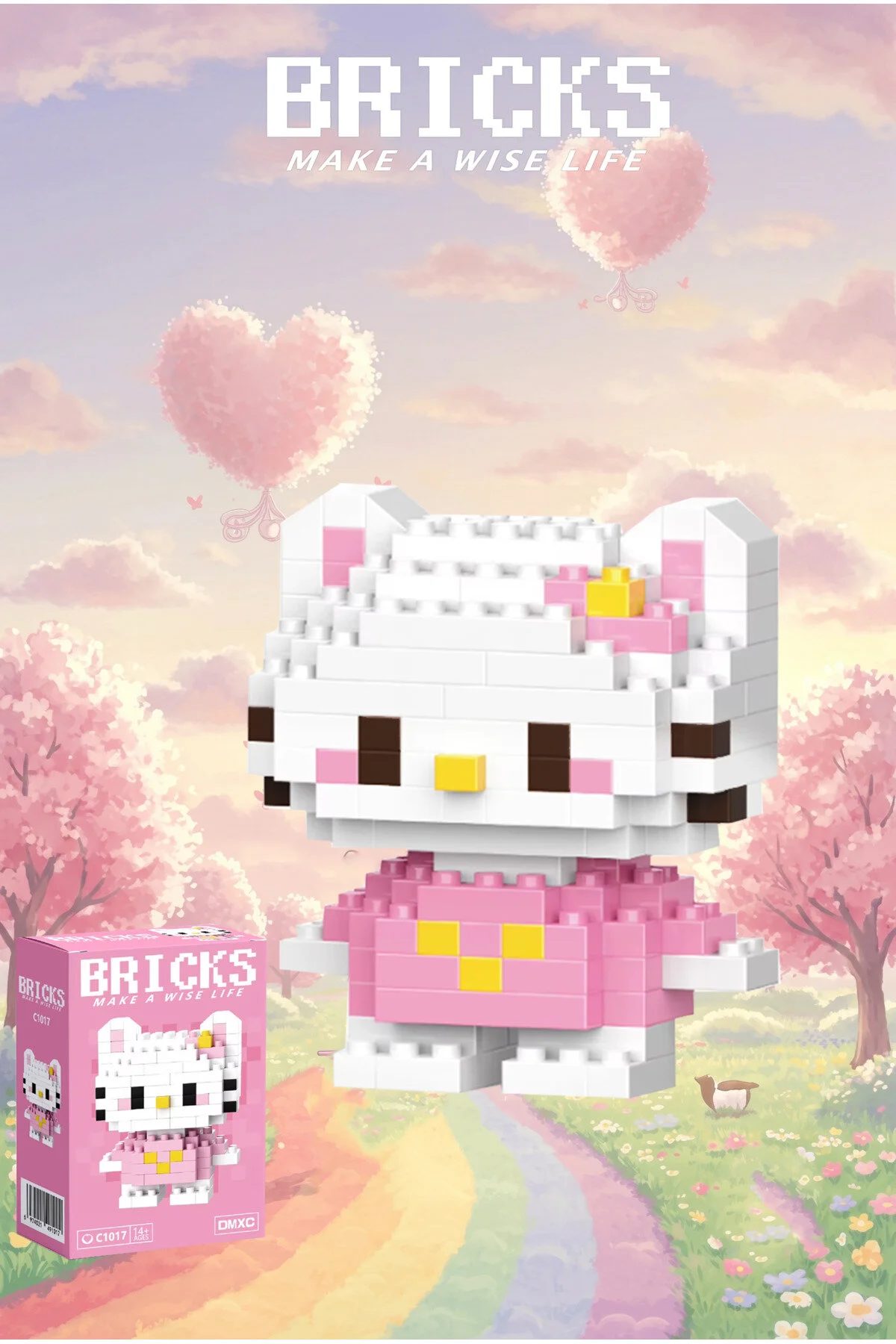 لگو و اسباب بازی های ساخت محور KITTY BRICK HELLO MINI PINK از ترکیه Genel Markalar