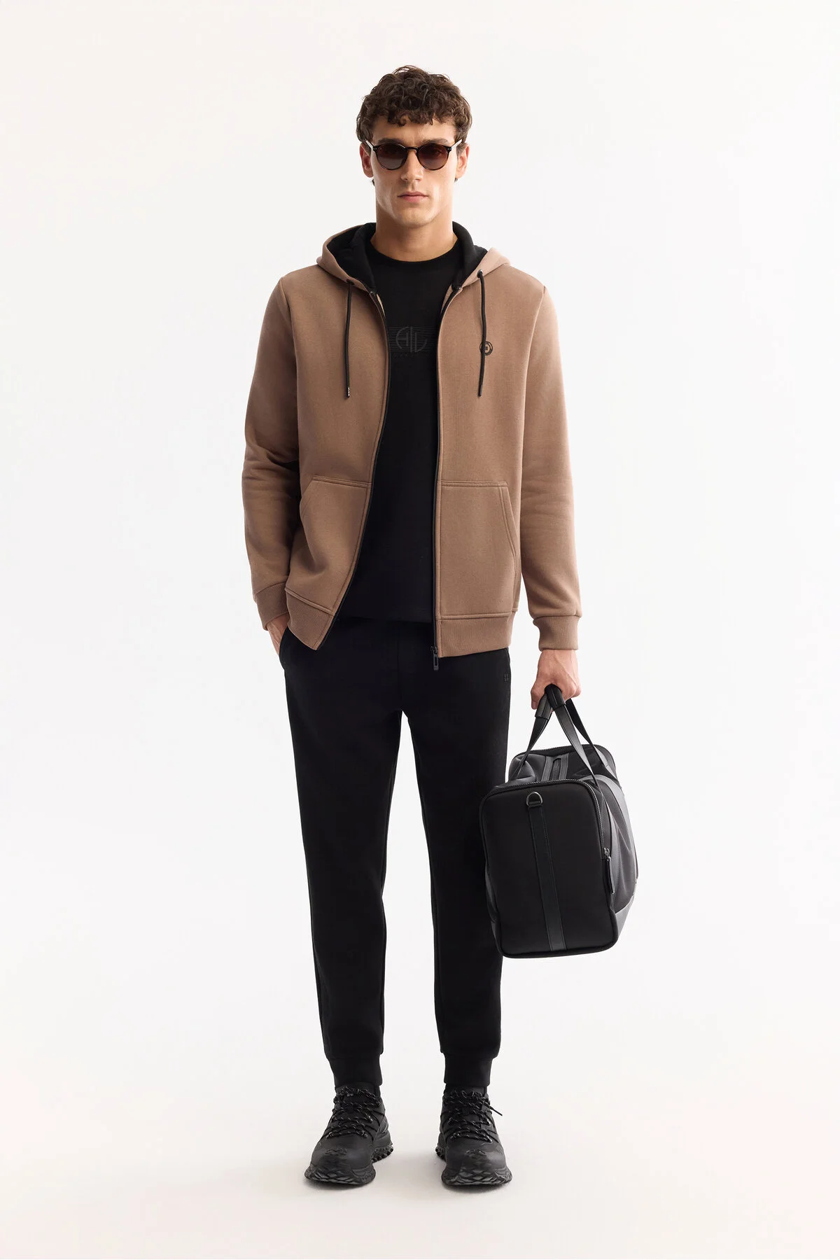 سویشرت آبی مردانه شاردون کاپوت قهوه ای 3 Ip Zipper Sweatshirt E001019 آوا Avva