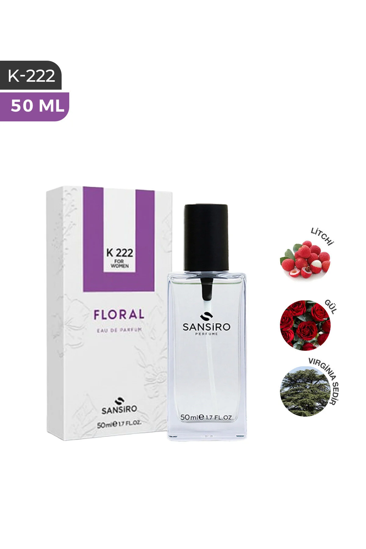 عطر زنانه K-222 با حجم 50 میلی لیتر و رایحه دلپذیر Sansiro