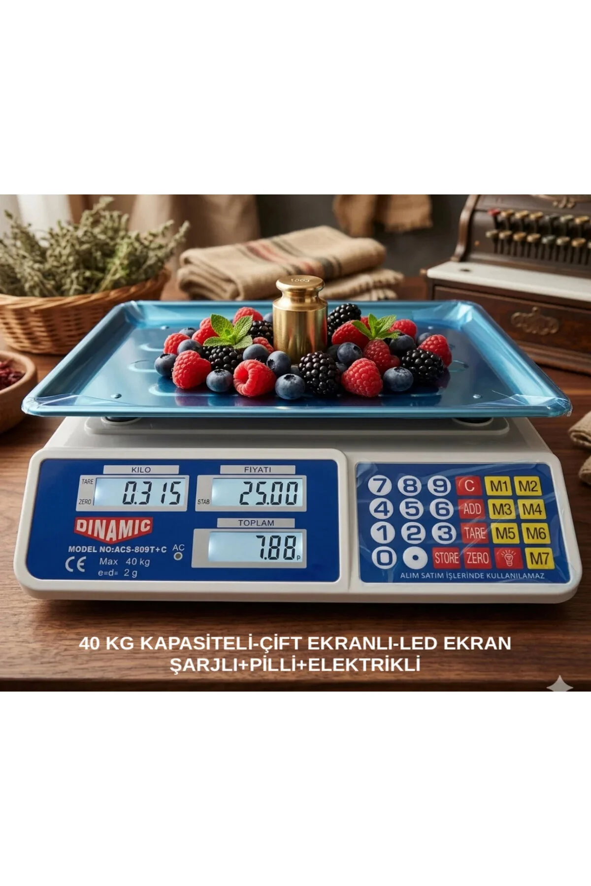 ترازو بازاریاب بازار و مقیاس با ظرفیت 40 کیلوگرم وزن قابل شارژ دیجیتال الکترونیکی Genel Markalar