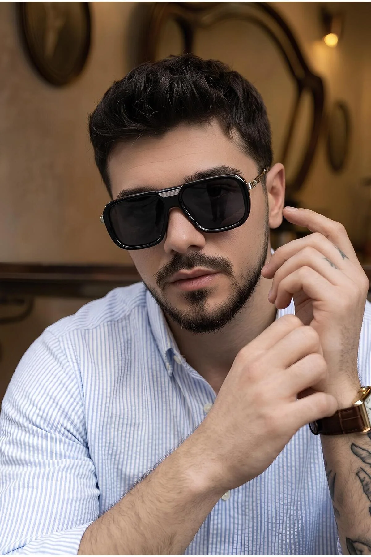 عینک آفتابی ESFA UNISEX UV400 فیلتر نقره ای سیاه اورجینال Eyesofia
