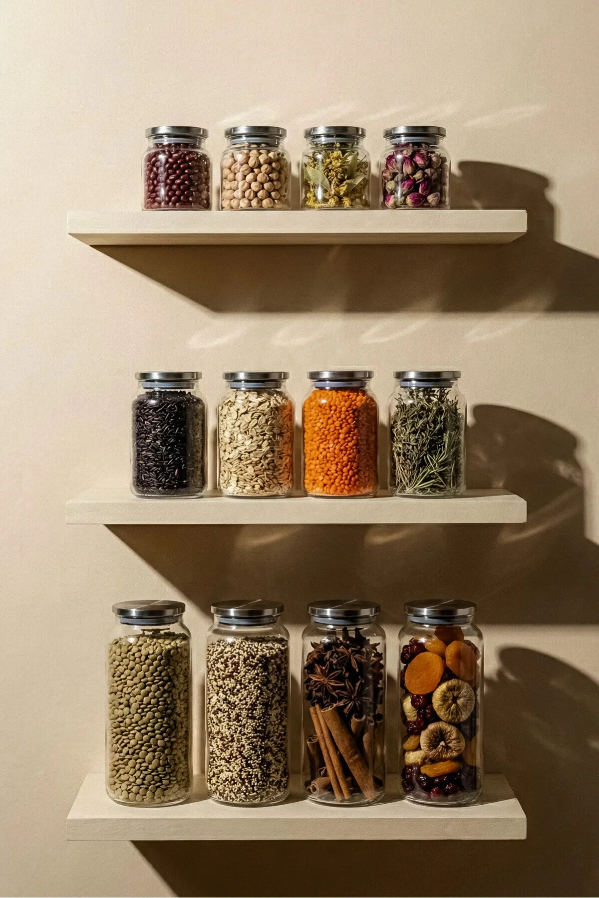 شیشه (جار) چند رنگ جار 12 عدد ظروف نگهداری با درب چوب پنبه پروتی Perotti