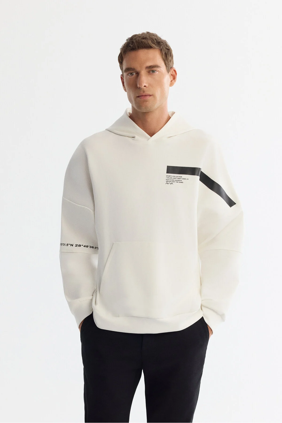 سویشرت مردانه پنبه طرح دار Elastan Sweatshirt A42Y1289 آوا Avva
