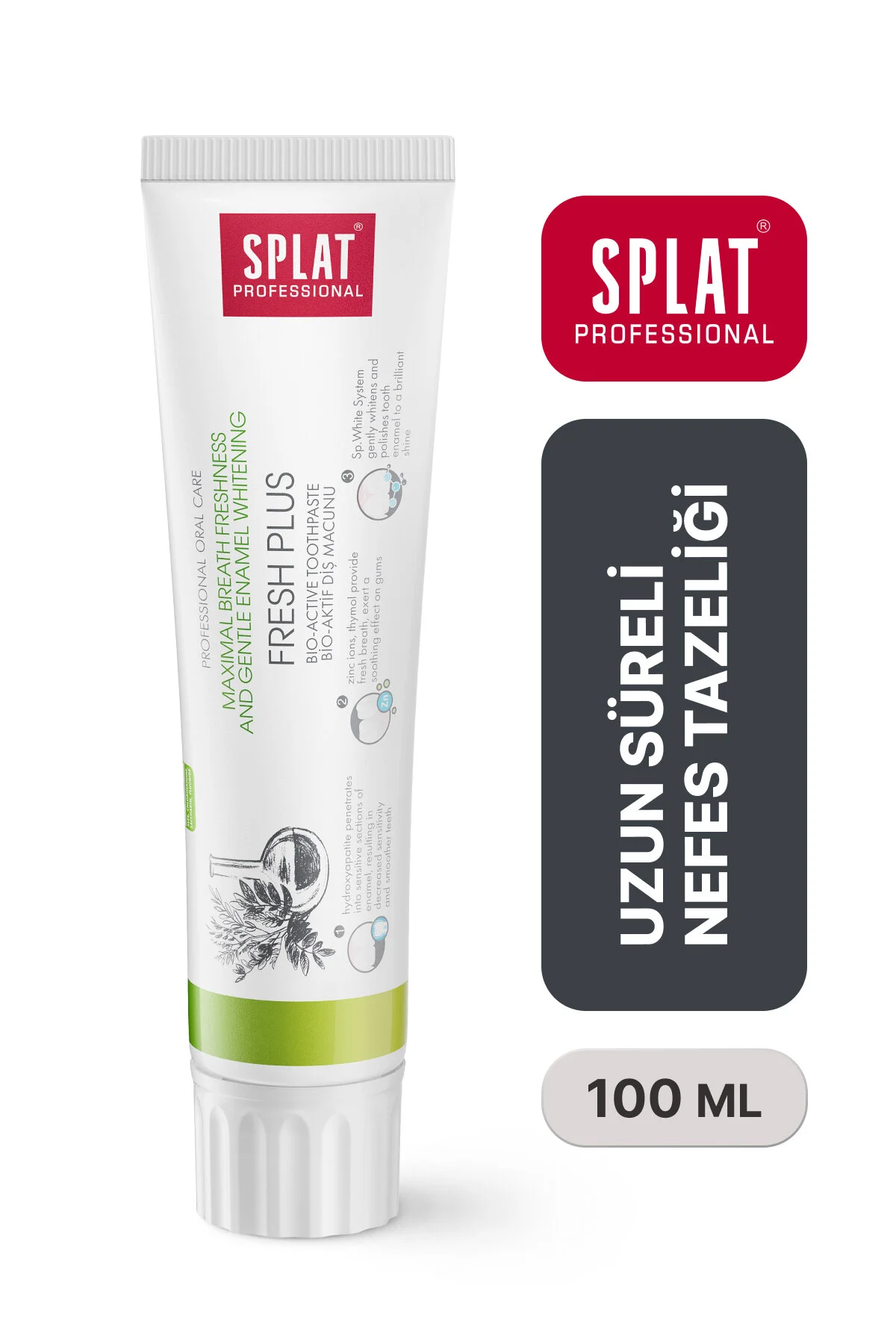 خمیر دندان سفیدکننده و خوشبوکننده بدون فلوراید Fresh Plus 100 میلی لیتر Splat