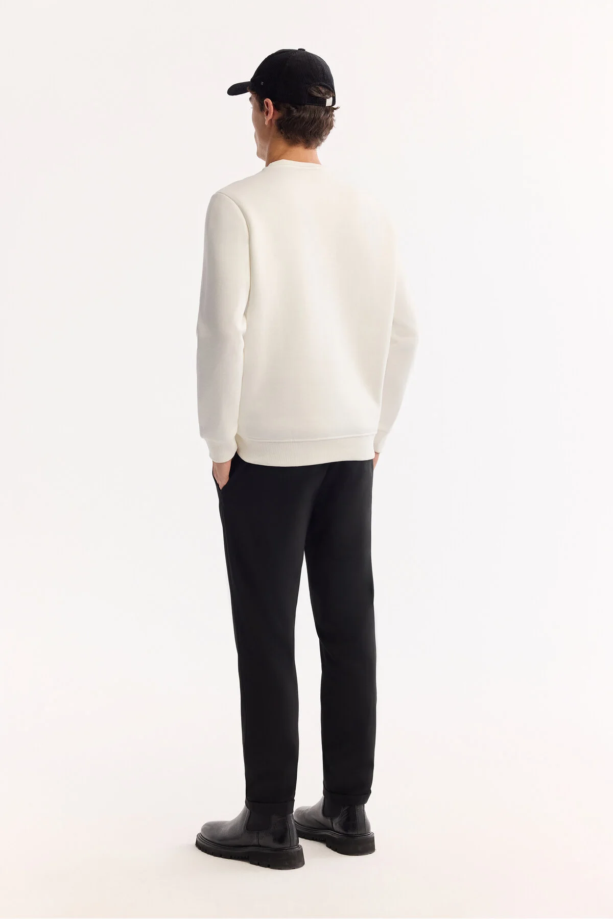 سویشرت سفید مردانه یقه دوچرخه 3 Ip Sweatshirt آوا Avva