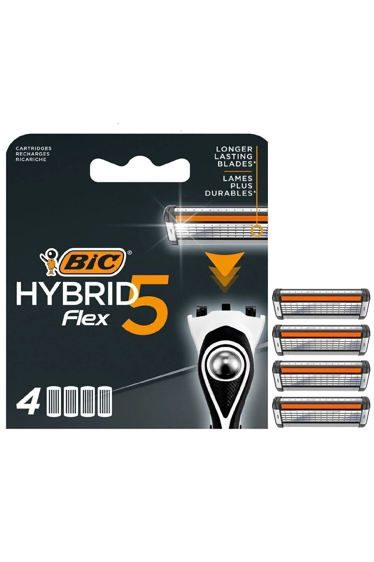 تیغ اصلاح مردانه FLEX 5 HYBRID SHAVER CARTRIDGE 4 قطعه چاقو بدون سرقت Bic