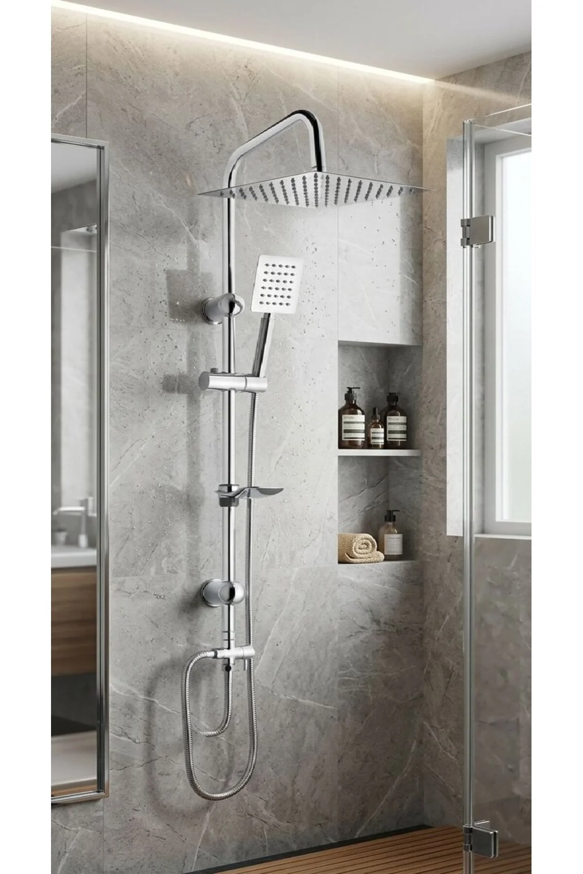 سیستم دوش ست ربات اسپرینکلر کامل کروم 400 متر FAWER Faucet & Shower