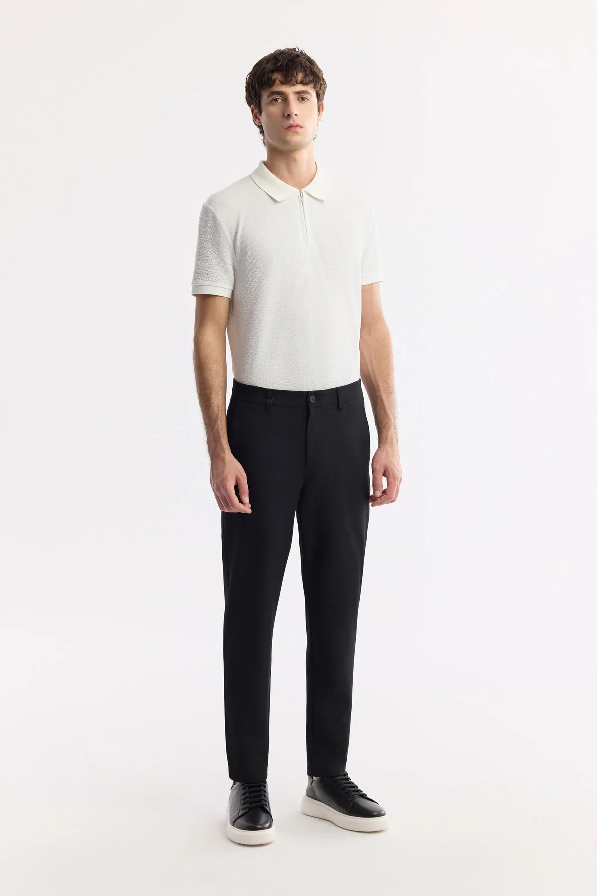 شلوار مشکی مردانه دکمه نرم کمر کلاسیک Chino B003035 آوا Avva