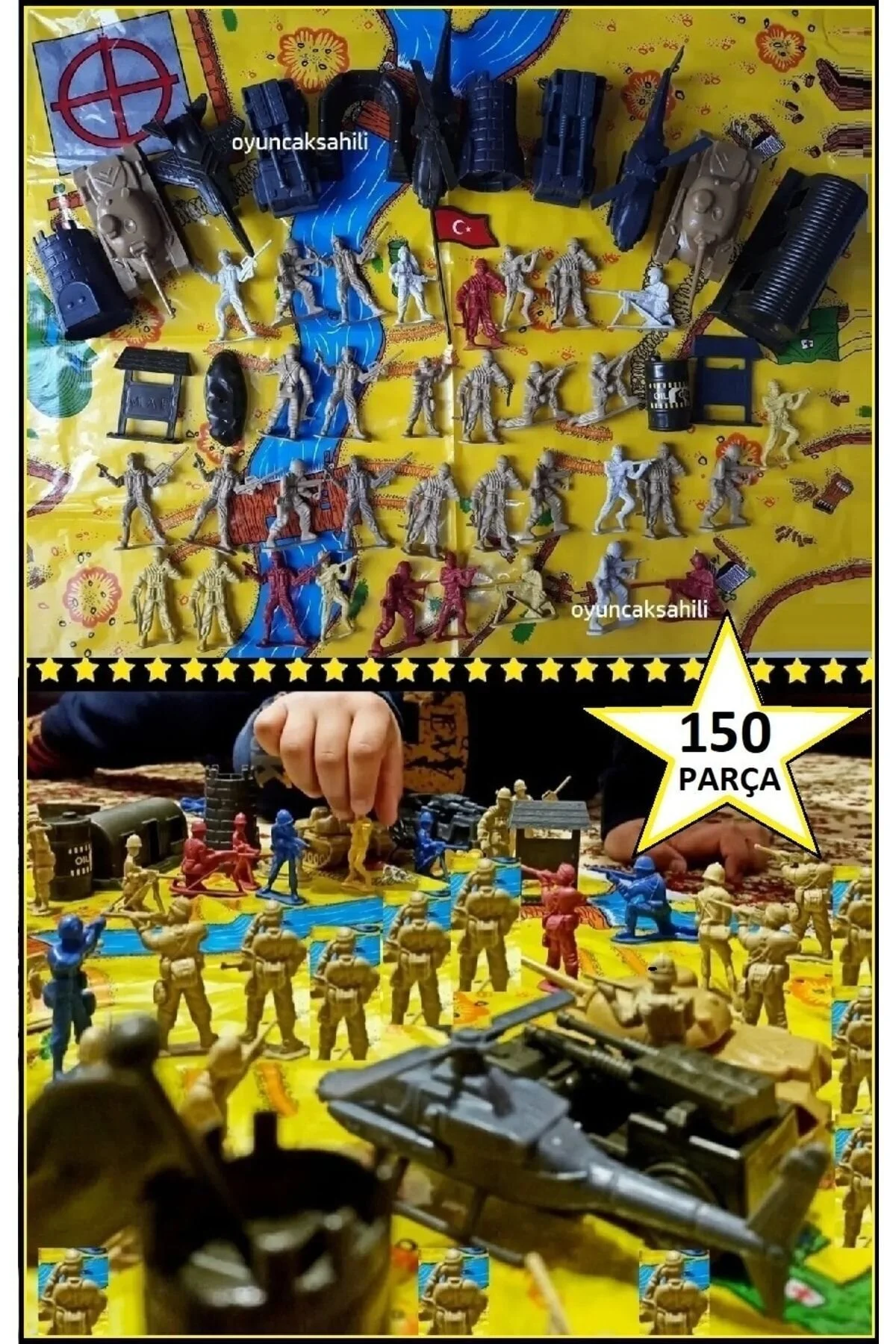 اسباب بازی های فیگور دیگر TANKER SOLDIER SET GAME MAT TAAAM 150 PIECES 3 PACK COMMANDO AIRPLANE CASTLE STRATEGY TOYS OYUNCAKSAHİLİ