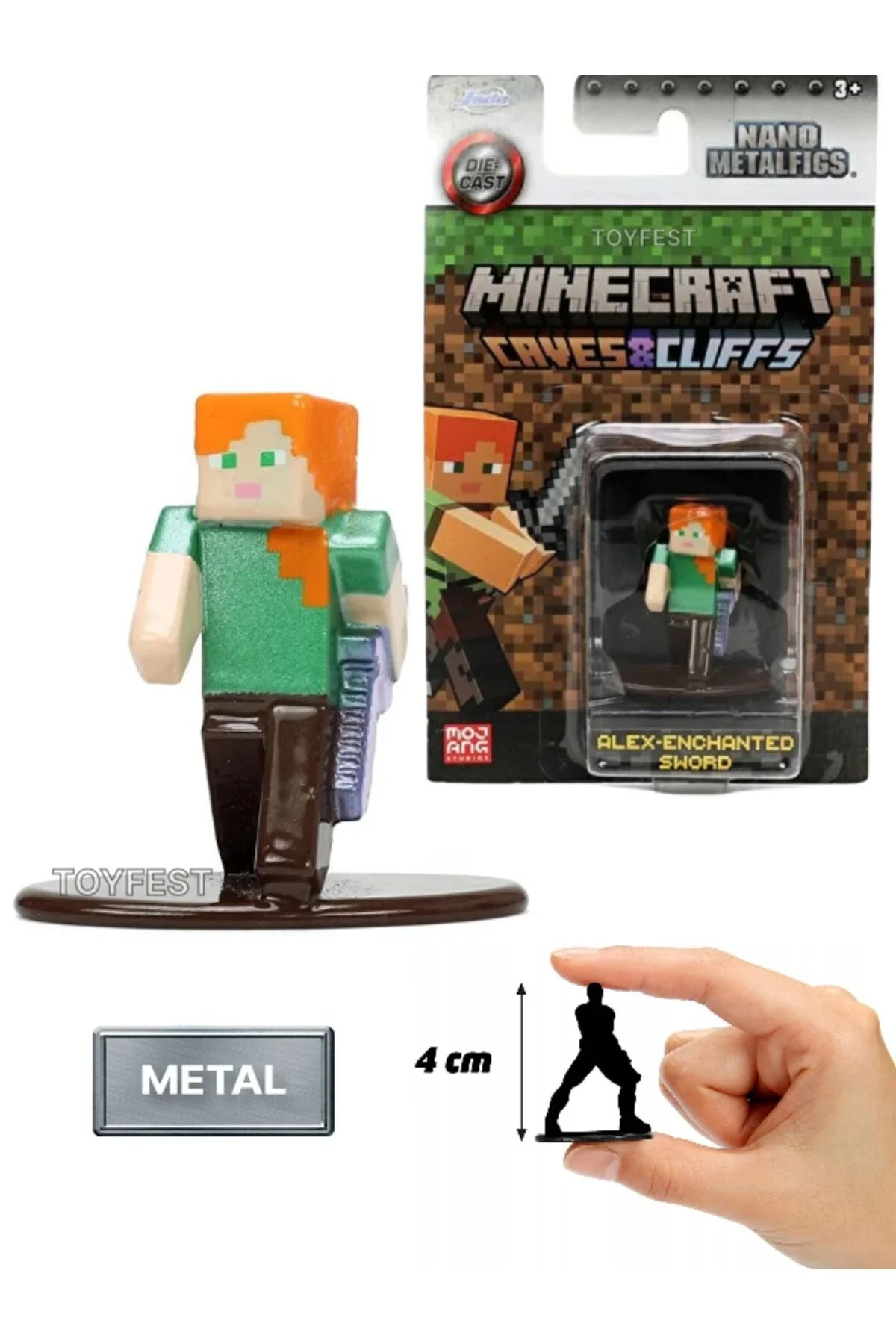 اسباب بازی های فیگور شخصیت JADA NANO METALFICS MINECRAFT METAL CASTING DIE CAST MINI FIGUR ALEX IRON SWORD 4 CM TOYFEST