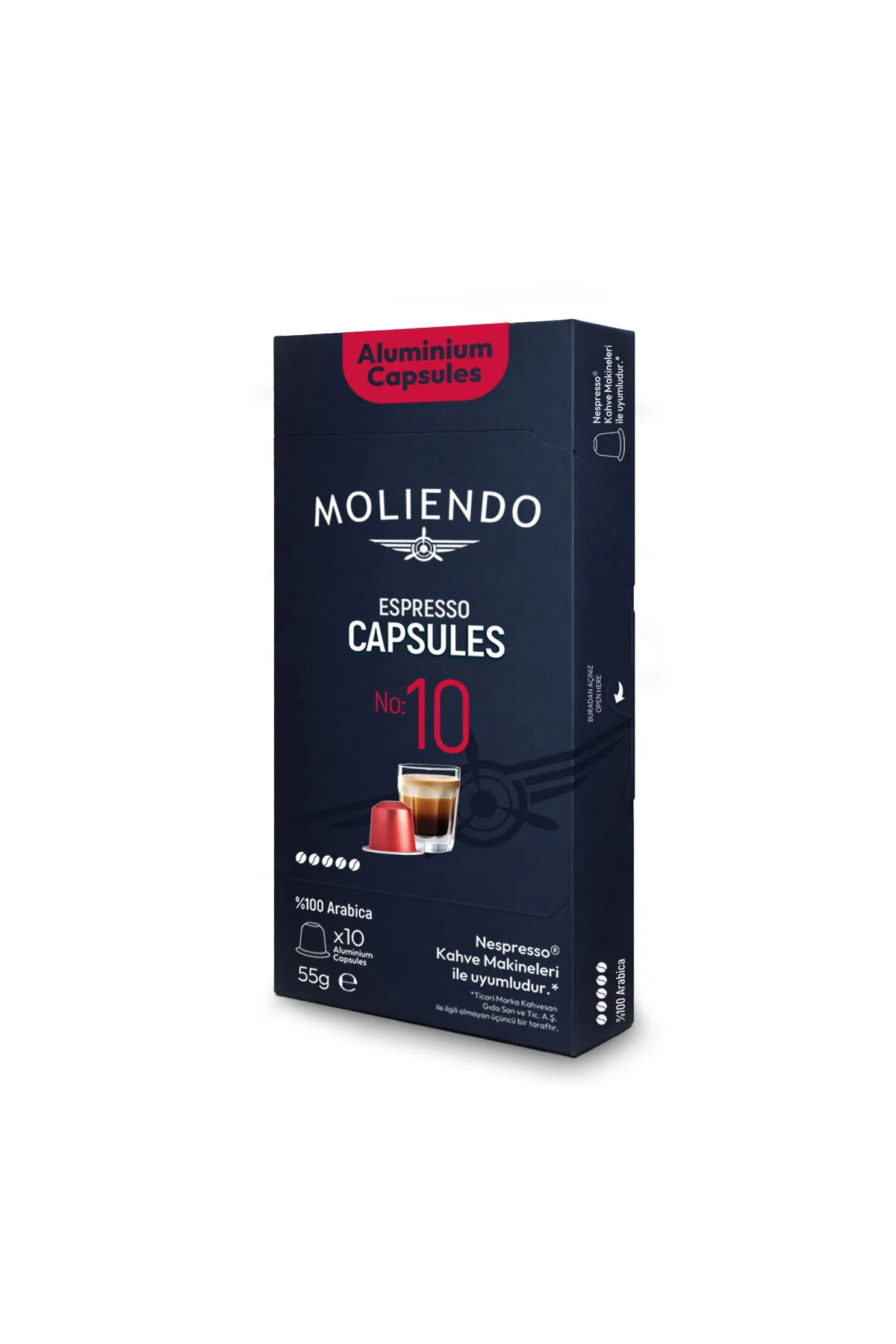 کپسول قهوه آلومینیومی شماره: 10 سازگار با NESPRESSO Moliendo