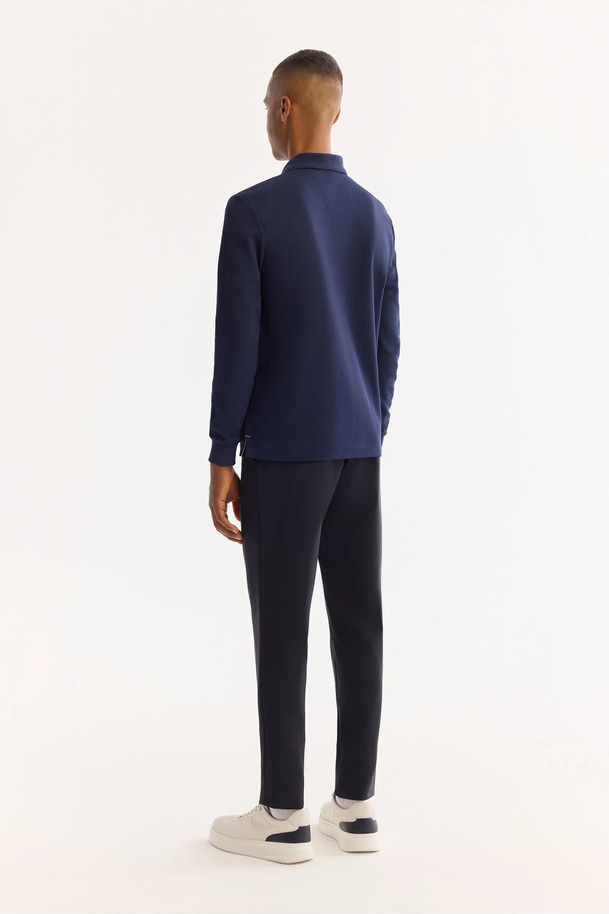 سویشرت آبی مردانه دکمه پنبه ای نفتی 2 نفره یوناور Yaka Sweatshirt B001080 آوا Avva