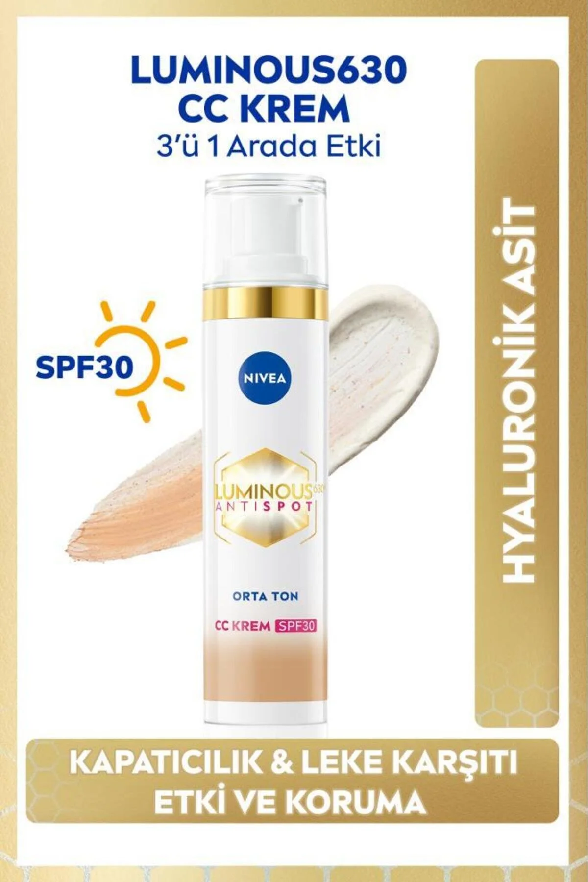 کرم بی و سی صورت لومینوس 630 ضد تیرگی 40 میلی لیتری آفتاب هیالورونیک اسید رنگ متوسط NIVEA