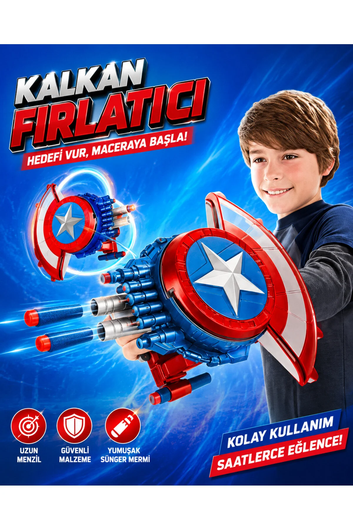 اسباب بازی های فیگور دیگر AVENGERS CAPTAIN AMERICA BULLET SHOOTING TOY SHIELD 27CM Retoys