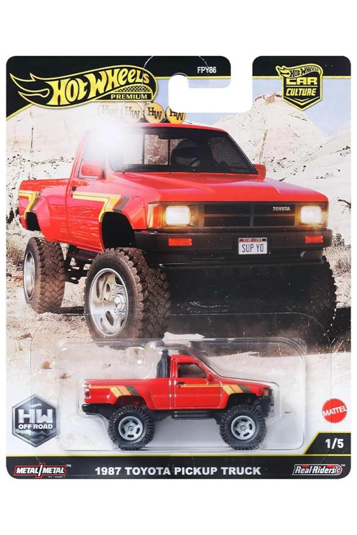 ماشین اسباب بازی پریمیوم فرهنگ خارج از جاده 1987 تویوتا پیکاپ کامیون JBK73 ترکیه HOT WHEELS