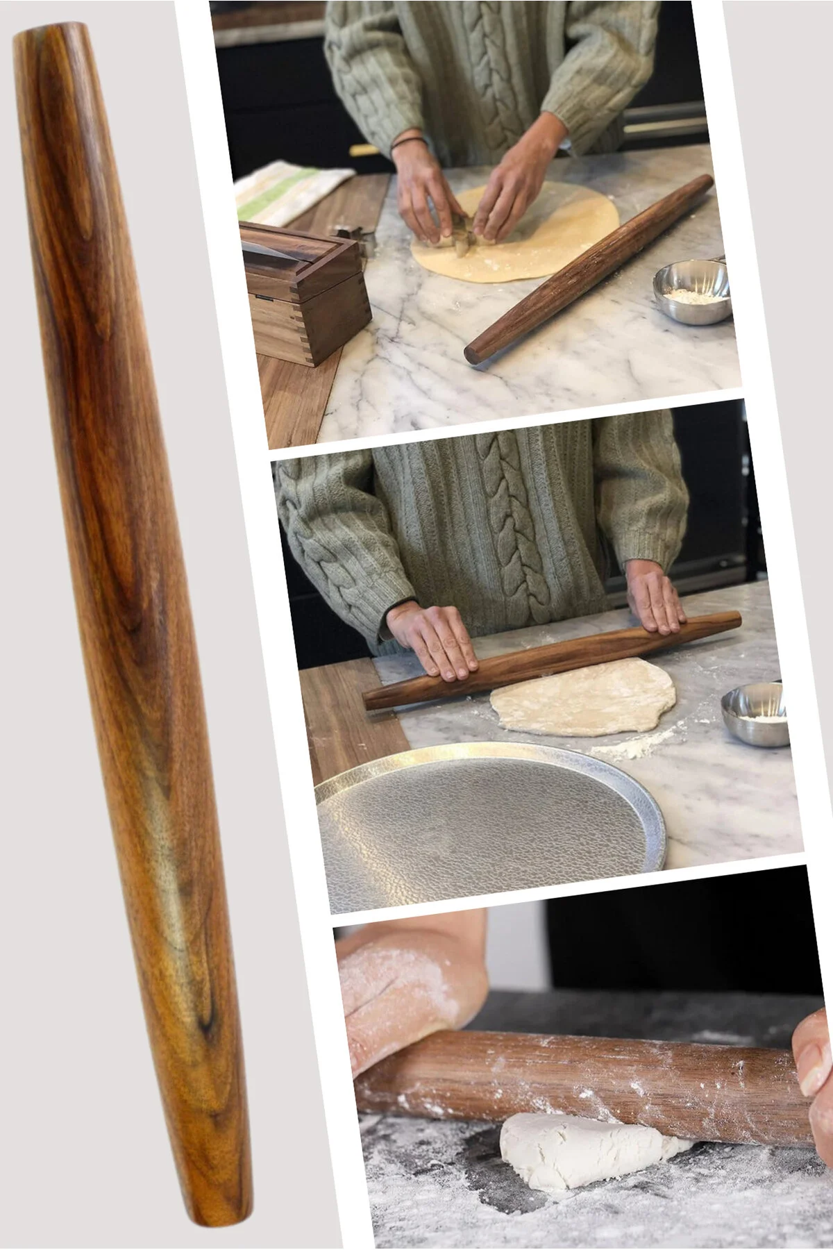 وردنه درخت گردوی غلتکی خمیر Meribel یک قطعه Demy Craft