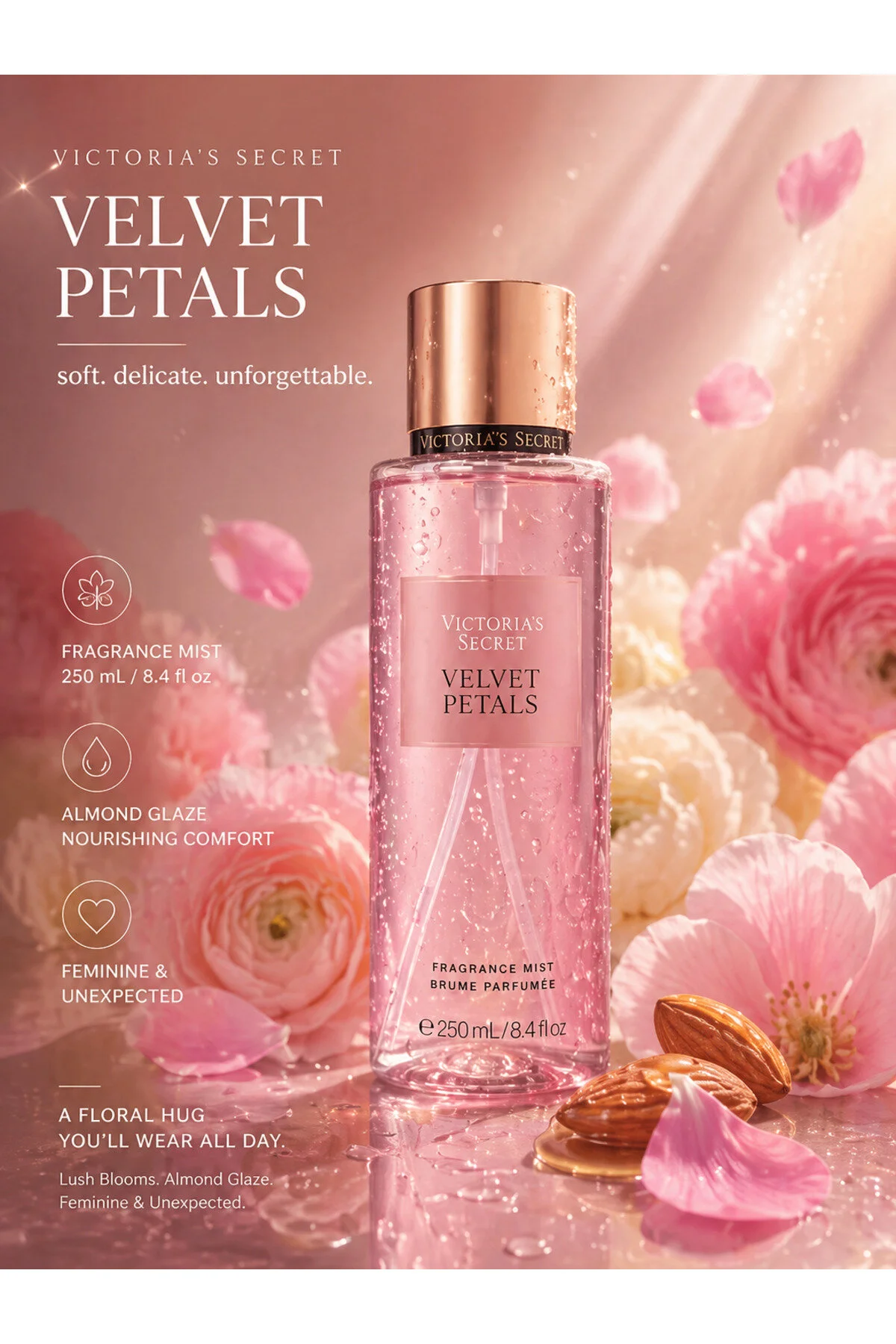 اسپری بدن Velvet Petals با حجم ۲۵۰ میلی‌لیتر از برند ویکتوریا سکرت Victoria's Secret
