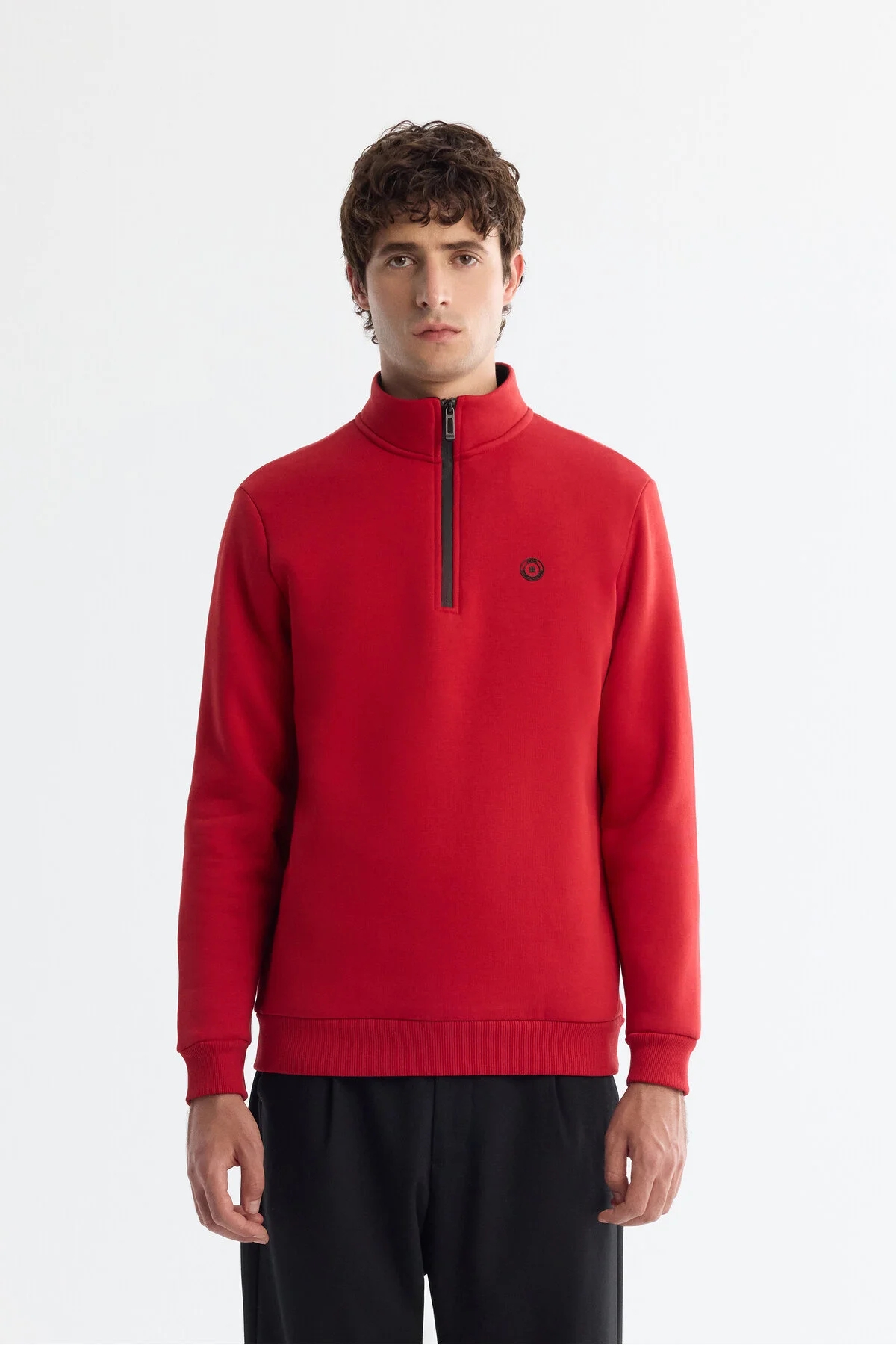 سویشرت قرمز مردانه Zipper Collar Red Upright با Bondon 3 Ip Sweatshirt آوا Avva
