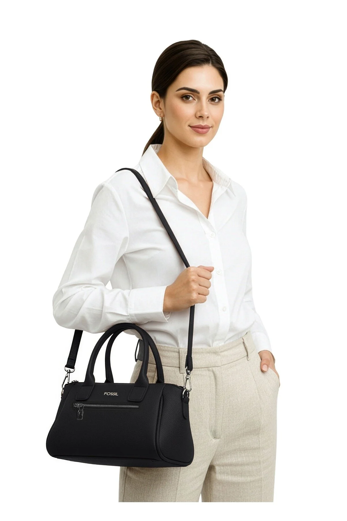 کیف شانه ای دستی و زنانه مشکی 05FO25K5075 Fossil