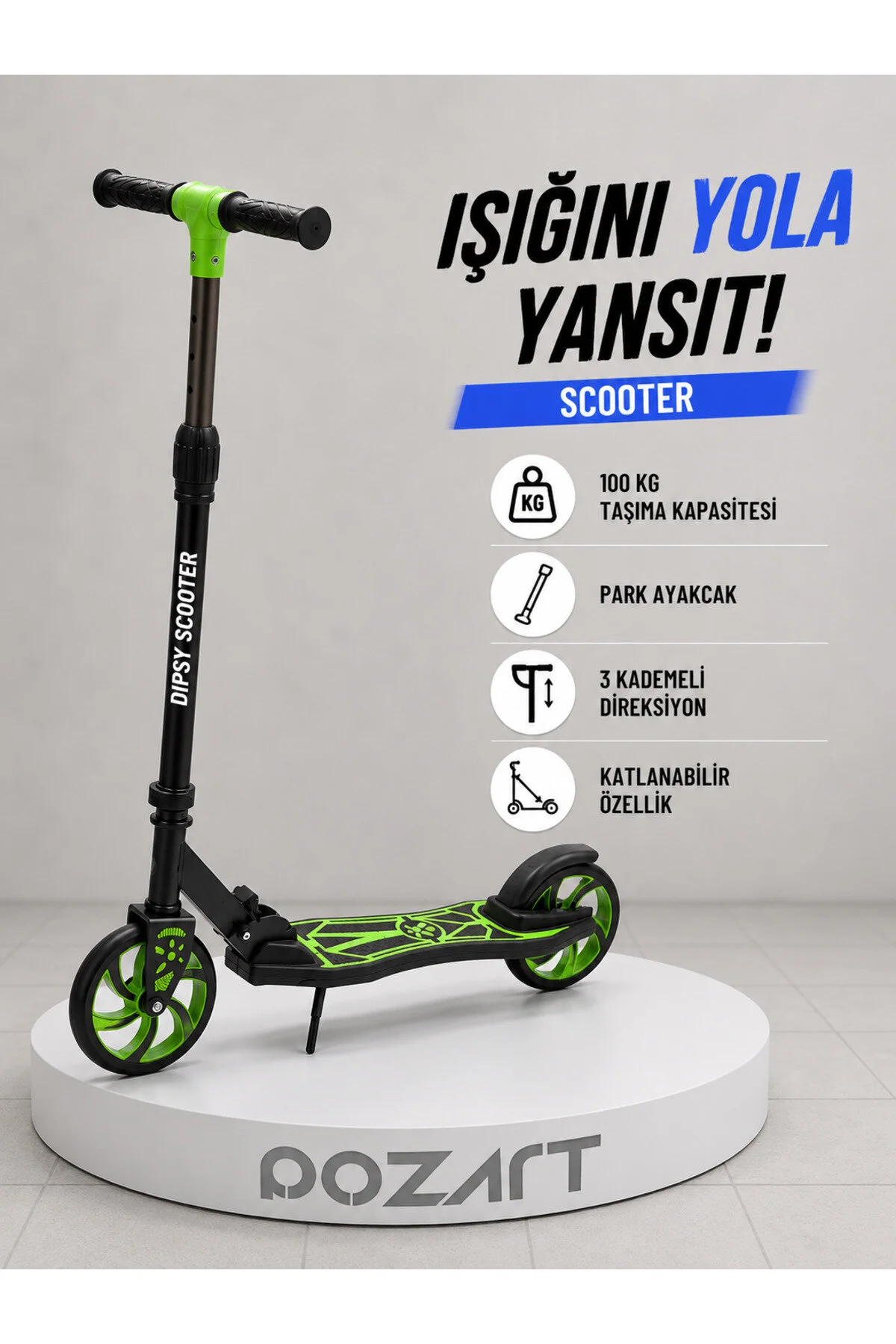 اسکوتر چرخدار تاشو + حداکثر ظرفیت حمل 100 کیلوگرم بالای 12 سال با ترمز 9 Scooter